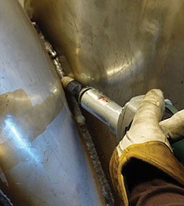 Close-up of a Weiler abrasive wheel