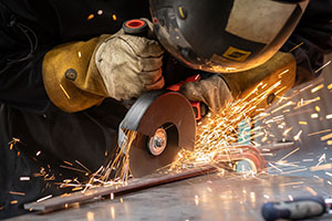 Grinding sparks in shipbuilding